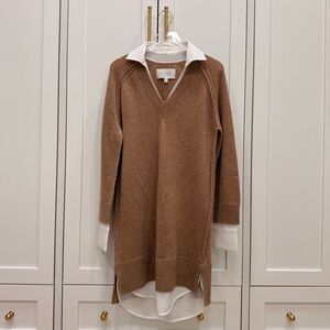 Brochu Walker The Looker Layered V-Neck Dress in Camel Melange with White Layer